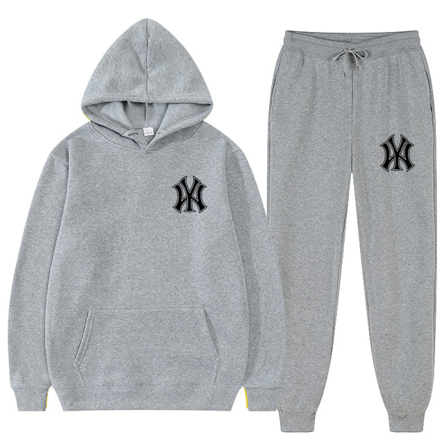 2 Pieces Sets Tracksuit Hooded Sweatshirt +Drawstring Pant