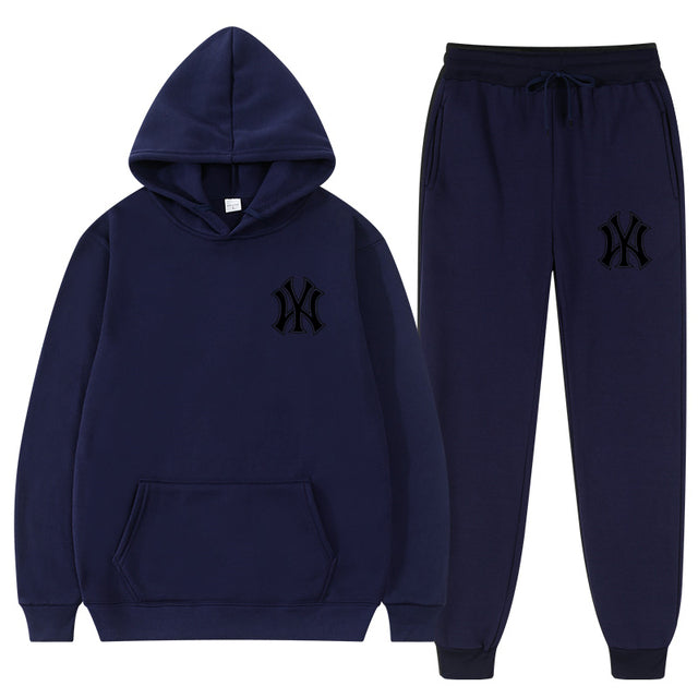 2 Pieces Sets Tracksuit Hooded Sweatshirt +Drawstring Pant