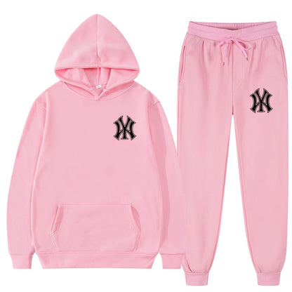 2 Pieces Sets Tracksuit Hooded Sweatshirt +Drawstring Pant