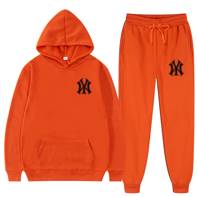 2 Pieces Sets Tracksuit Hooded Sweatshirt +Drawstring Pant