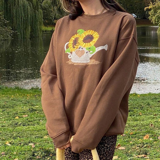 Autumn Fashion Sunflower Graphic Retro Floral