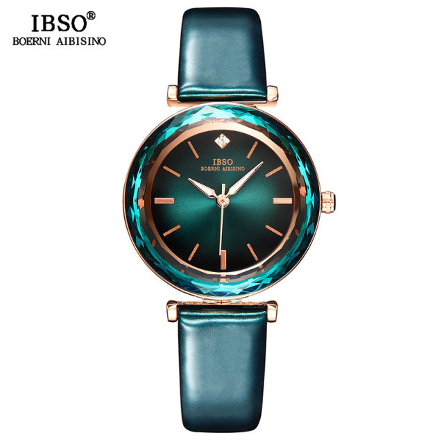 Elegant Green Glass Regular Slices Design  Watch