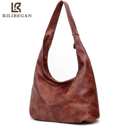 Classic Solid Tote Bag Soft PU Leather