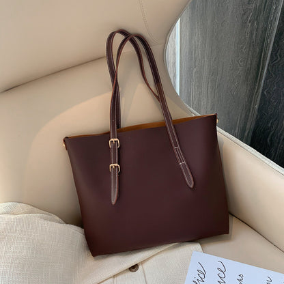 Brown PU Leather Tote Bag