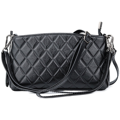 Genuine Leather Diamond Lattice Handbag