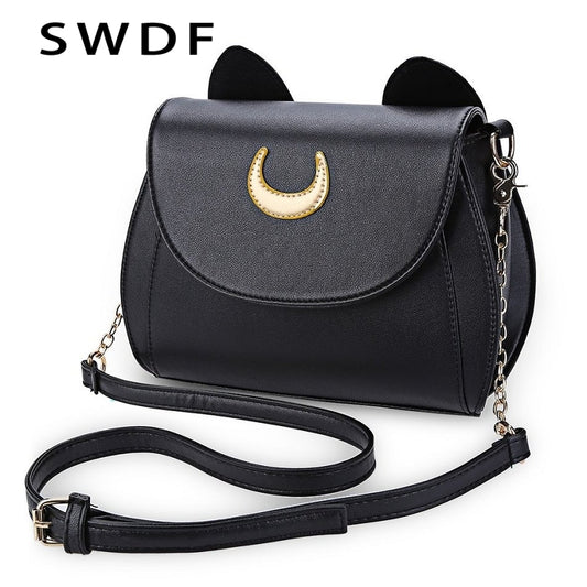 Black Luna Cat Shape Chain Shoulder Bag