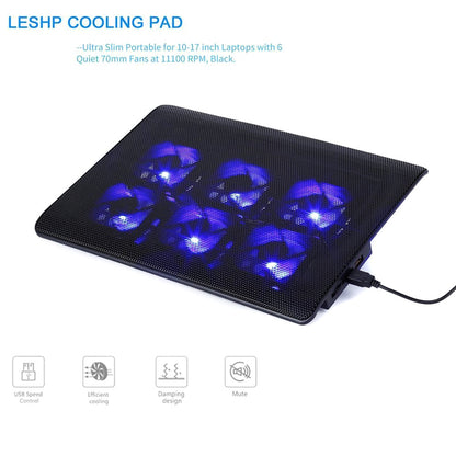 Portable Laptop Cooler With 6 Fans Cooling